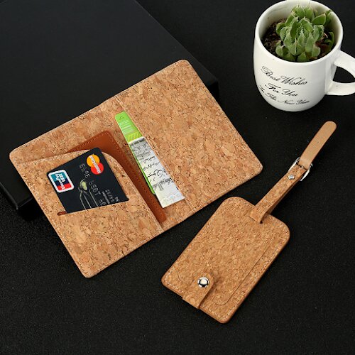 Cork Passport Holder + Luggage Tag + cardholder